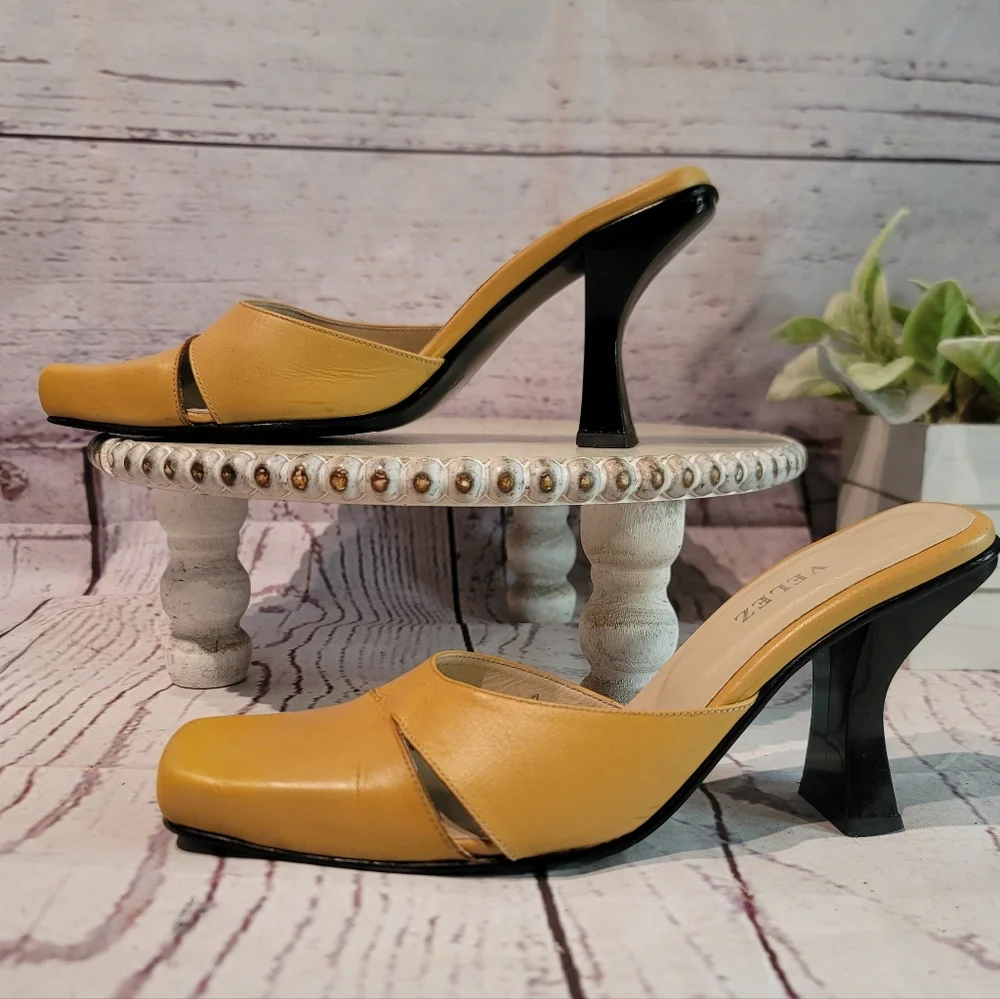 Velez Women's Camal Mustard Heeled Mules Size 36 / US 6
